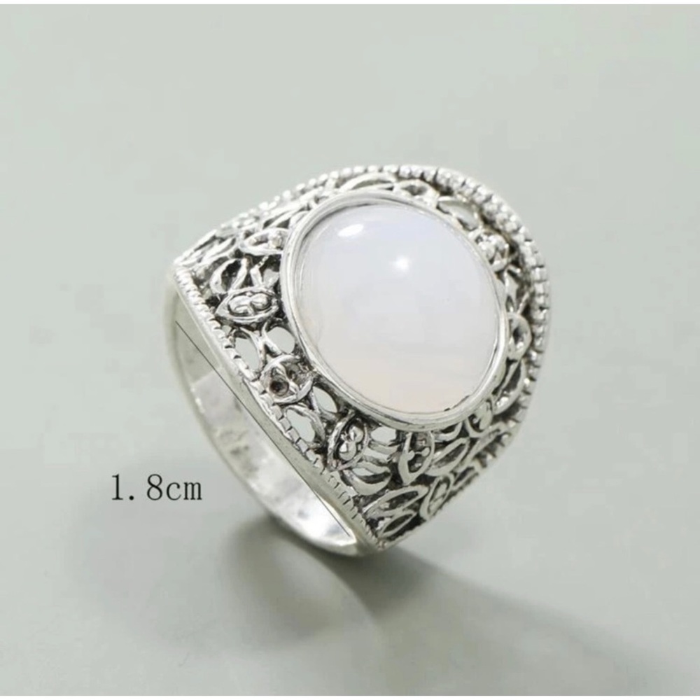 1 LEFT! Antique Silver White Stone Ring - Picture 3 of 4